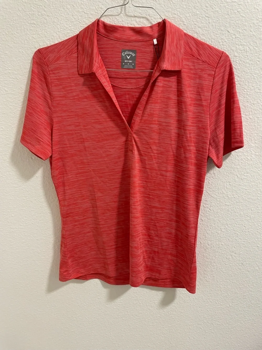 Callaway Women's Coral-Red Short Sleeve Button Down Shirt NWT